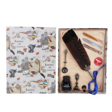 Retro Stainless Steel Nibs Dip Writing Pen Wax Set Gift (Type 5)