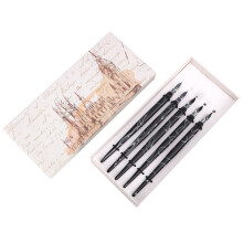 5 Pcs Acrylic Pen Flat/Round Cartoon Tip Art Supplies(Black)