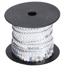 (Laser Silver 100 Yard/Roll) 100 Yard Corde de Paillettes 6mm Plastic Resin Decorative Laser Silver