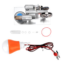 Silver T Shape Hot Air Stirling Engine Micro Generator Model