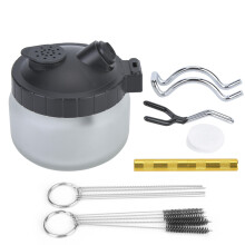 Airbrush Cleaning Pot Glass Steel Plastic 3pcs