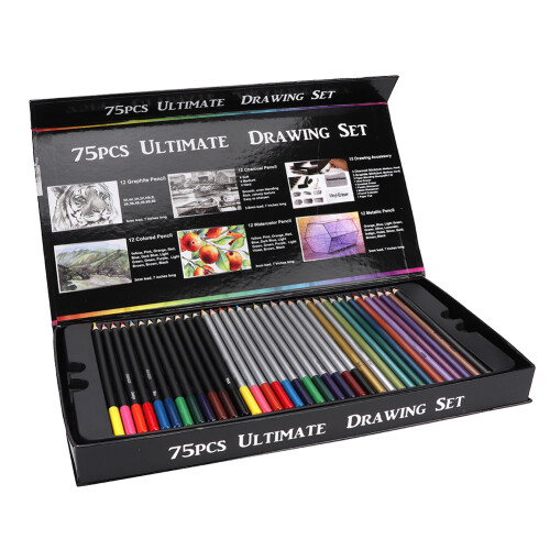 75pcs Professional Sketching Colored Pencil Art Set with Box 2