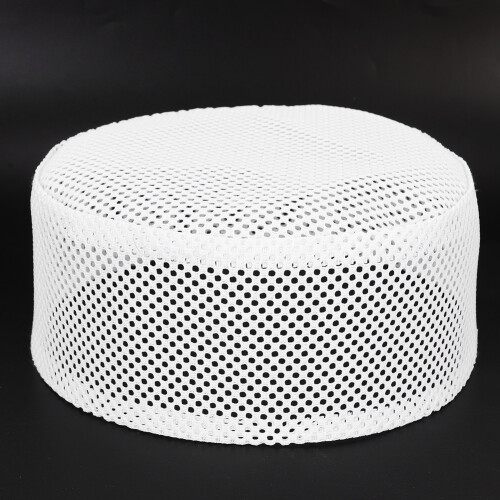 Muslim Prayer Hat Polyester Cotton Embroidered White 58cm 2