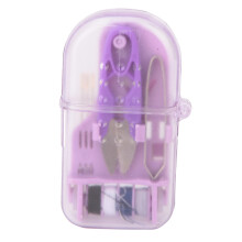 Mini Macaron Color Plastic Sewing Tool Box Needle Scissors Purple
