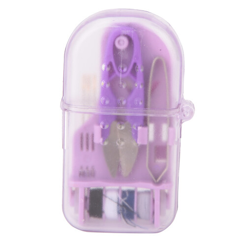 Mini Macaron Color Plastic Sewing Tool Box Needle Scissors Purple