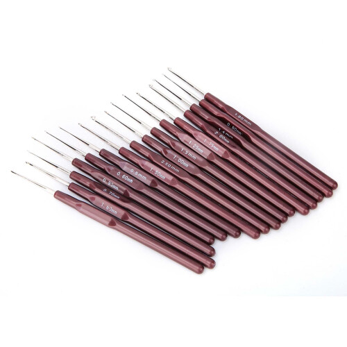 Plastic Handle Ultra Fine Crochet Hook Set Stainless Steel 1