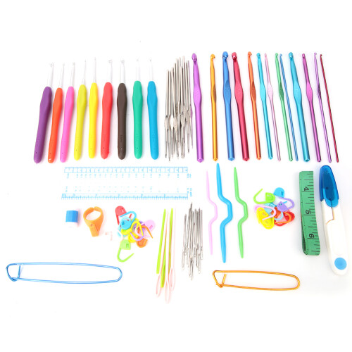 Knitting Tools Crochet Hooks Set Needle Scissors Tape DIY Craft Kit 2