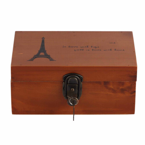 Vintage Wooden Box Display Storage Box (Iron Tower)