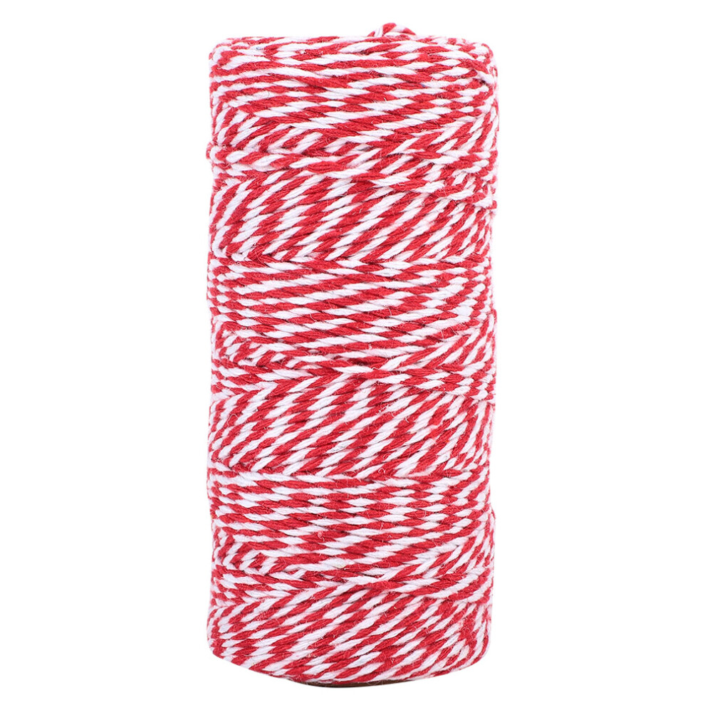 100M Handmade Double Color Cotton Thread Twine Red White 585383612021