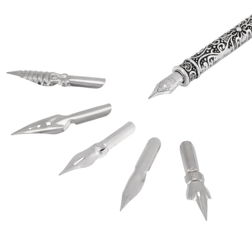 Calligraphy Quill Pen Set with 5 Nibs Black 1