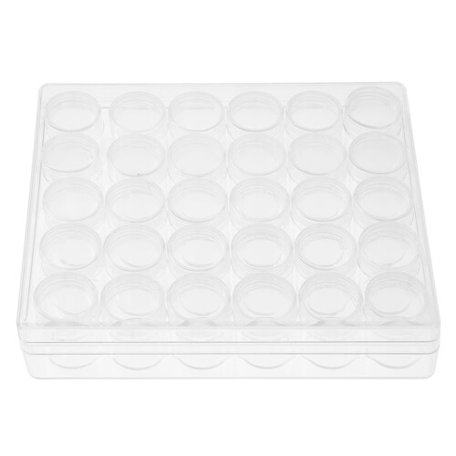30 pcs Clear Plastic Jewelry Bead Storage Container with Box