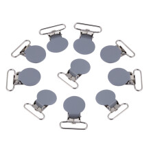 10Pcs 25mm Round Suspender Braces Pacifier Clip Gray