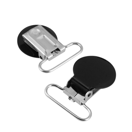 10Pcs 25mm Round Suspender Braces Pacifier Clip Black 2