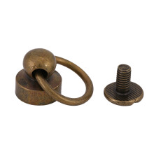 20pcs Bronze Slotted Screw Rivets with Ring Buckle for DIY Purse