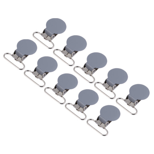 10Pcs 25mm Round Suspender Braces Pacifier Clip Gray 1