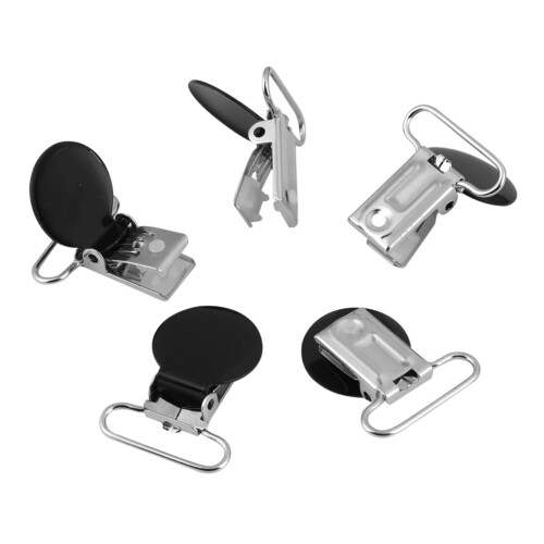 10Pcs 25mm Round Suspender Braces Pacifier Clip Black 1