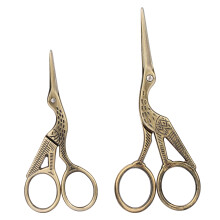 Retro Bronze Stainless Steel Carving Crane Scissors Two Sizes