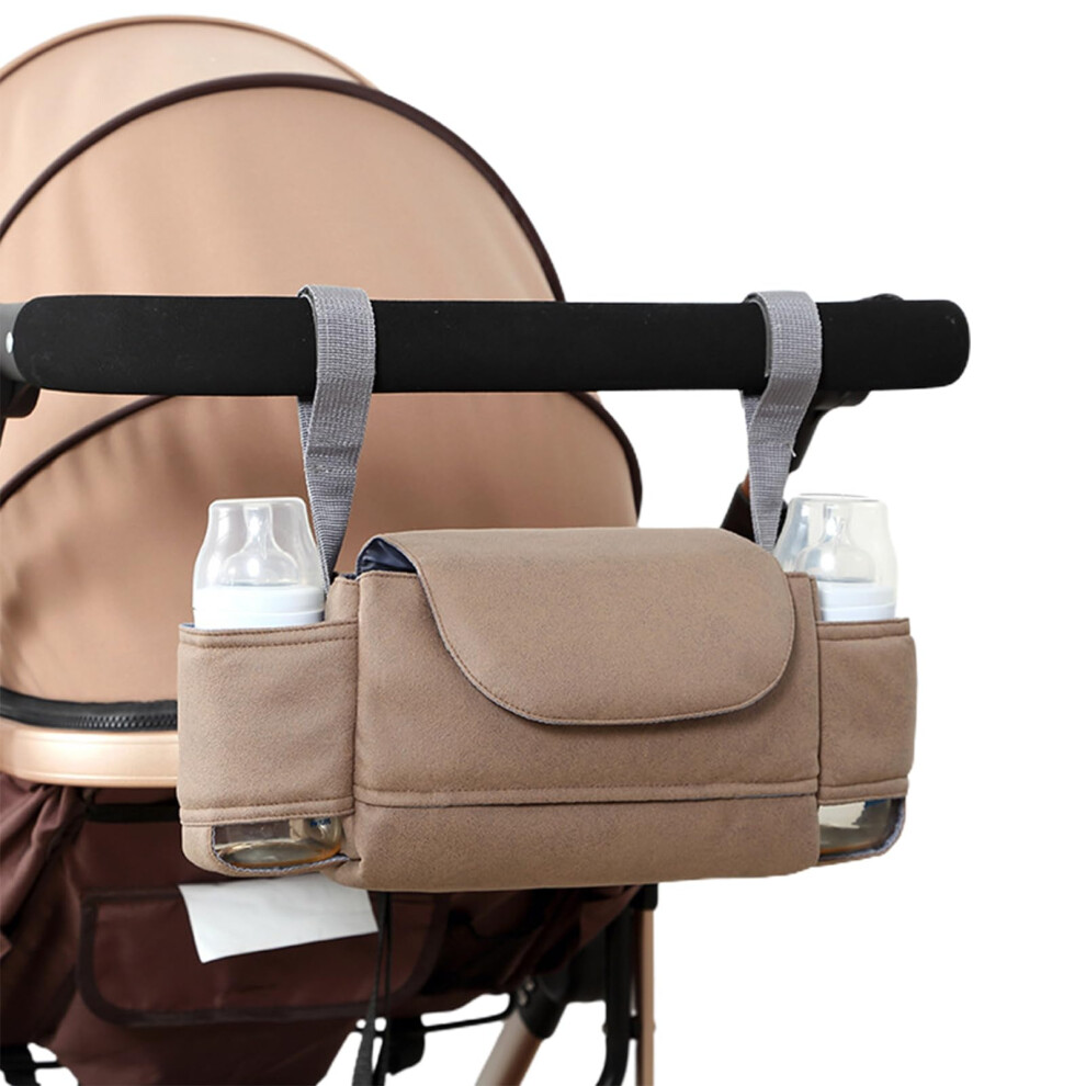 Stroller Organizer Bag Multi-Compartment For Strollers Tea Color Toddler Essentials Tissues Diapers Baby Bottles Brown