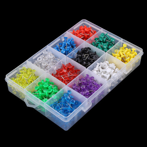 600pcs Multicolor Thumb Tacks Set with Plastic Box 2