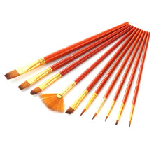 10Pcs Nylon Hair Wood Handle Gouache Line Drawing Brushes