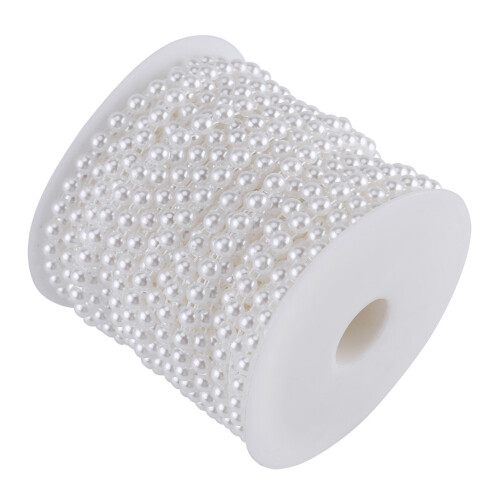 25M/Roll Double Cotton Pearl Bead Garland Wedding White 1
