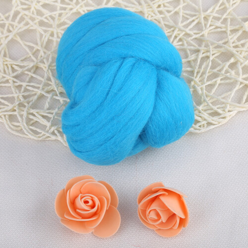 55g Colored Needle Felting Wool Roving (Blue) 2