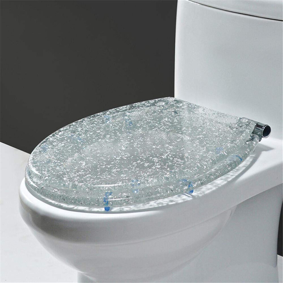 Toilet Seat Soft-Close Quick Release Urea-Formaldehyde Resin Stainless Adjustable Hinges Fits O/V/U-Shape Silver2 9354506536008