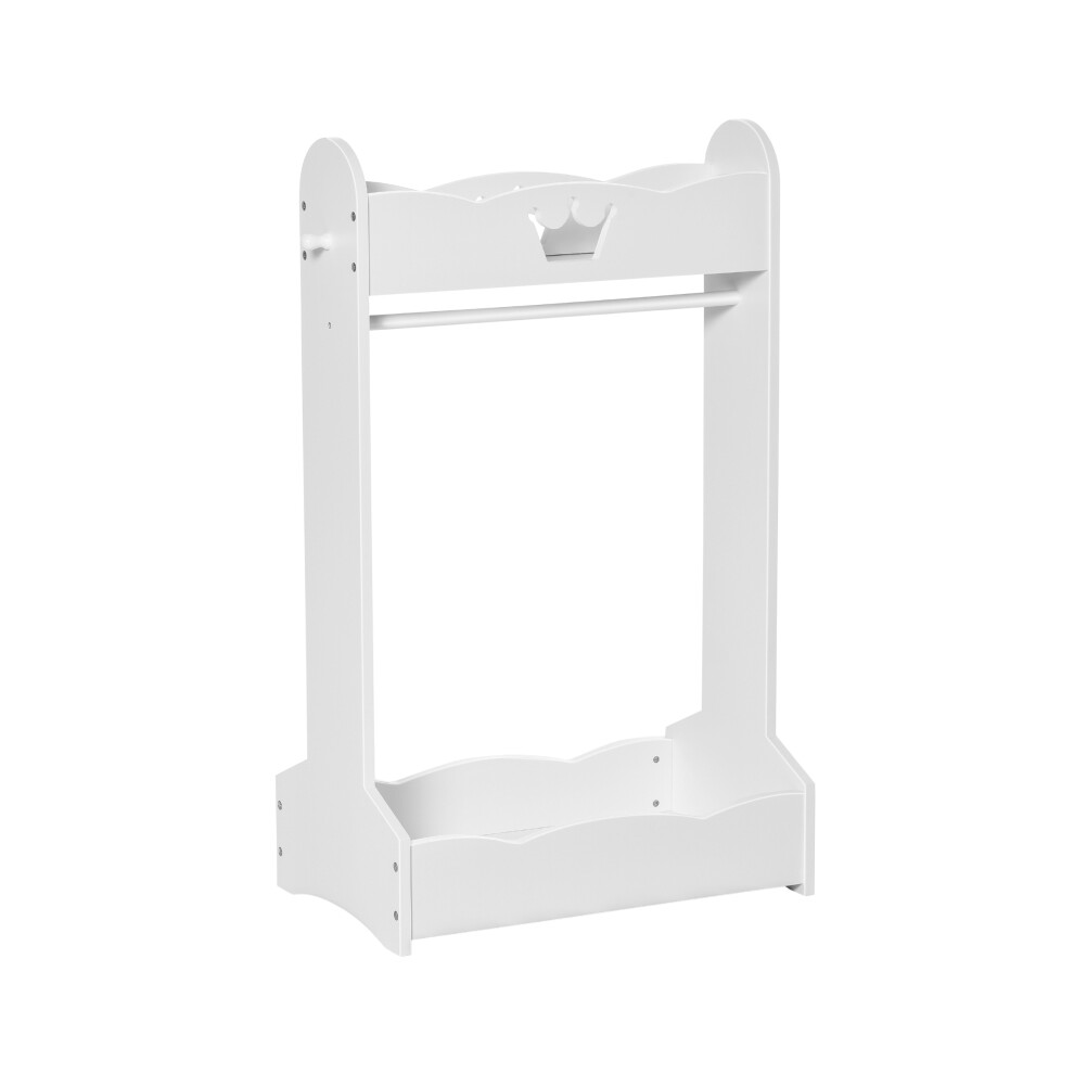 Toddler Clothes Storage Rack with Wooden Hanging Rail & Shelves Freestanding Wardrobe for Kids Aged 3-8 White Color-image-OPC-PMFSY2F-NEW