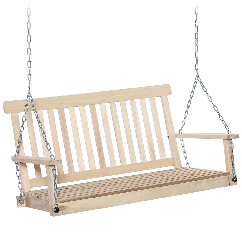 Wooden Outdoor Swing Bench 2-Seater Patio Porch Swing Garden Furniture Natural Finish-image-OPC-PMFT2BT-NEW