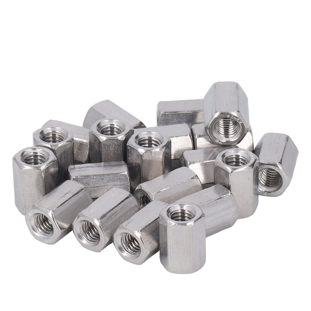 20Pcs M6x1.0 Stainless Steel Hex Coupling Nuts, 10Mm, Silver 7901355269926