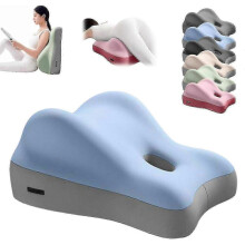 (Blue Grey) ergonomic multi-positional wedge pillow thick memory foam body cushion for bed reading relaxing back pain relief