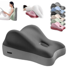 (Gray) ergonomic multi-positional wedge pillow thick memory foam body cushion for bed reading relaxing back pain relief