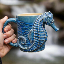 (C) suitable for ocean lovers 3d ceramic coffee mug, marine animal theme hand painted drinkware