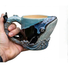 (F) suitable for ocean lovers 3d ceramic coffee mug, marine animal theme hand painted drinkware