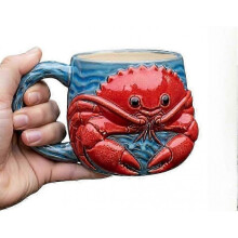 (D) suitable for ocean lovers 3d ceramic coffee mug, marine animal theme hand painted drinkware