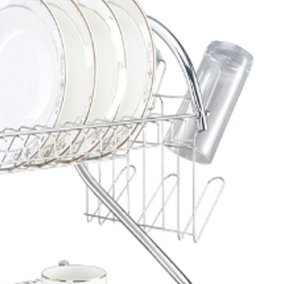 2-Tier Dish Drying Rack Large Capacity, 40X25x37cm, Iron & Pp 3671355290353