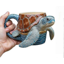 (B) suitable for ocean lovers 3d ceramic coffee mug, marine animal theme hand painted drinkware