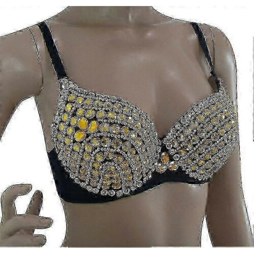 (M, gold) glitter sparkle belly dance beaded sequined bra top 1