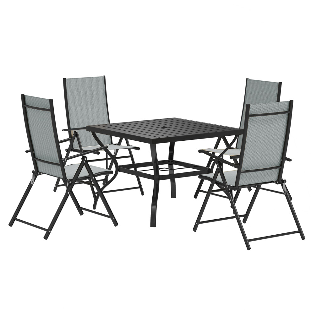 Durable Steel Frame Garden Set - Outsunny 5-Piece Outdoor Patio Furniture in Grey/Black with Easy Assembly-image-OPC-PMFT9CJ-NEW