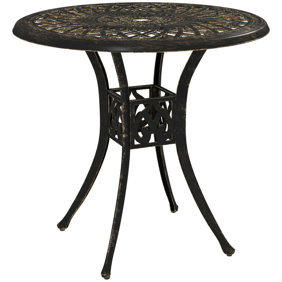 Cast Aluminium Outdoor Dining Table 78cm Round with Parasol Hole in Bronze Finish - Garden Patio Furniture Durable and Stylish-image-OPC-PMFT9XT-NEW