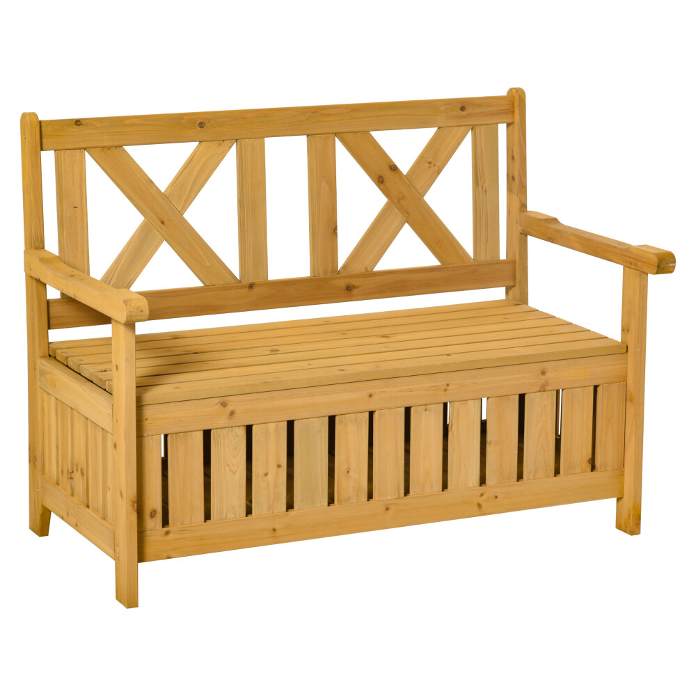 Outdoor Garden Bench 2-Seater Storage Wooden Seat Weather-Resistant Durable Ideal for Patio Porch and Garden Seating-image-OPC-PMFTBXV-NEW