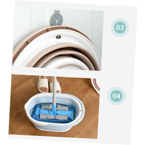 Efficient Floor Mopping Solution Plastic Mop Bucket Folding Drain Basket Portable Water Tank 2