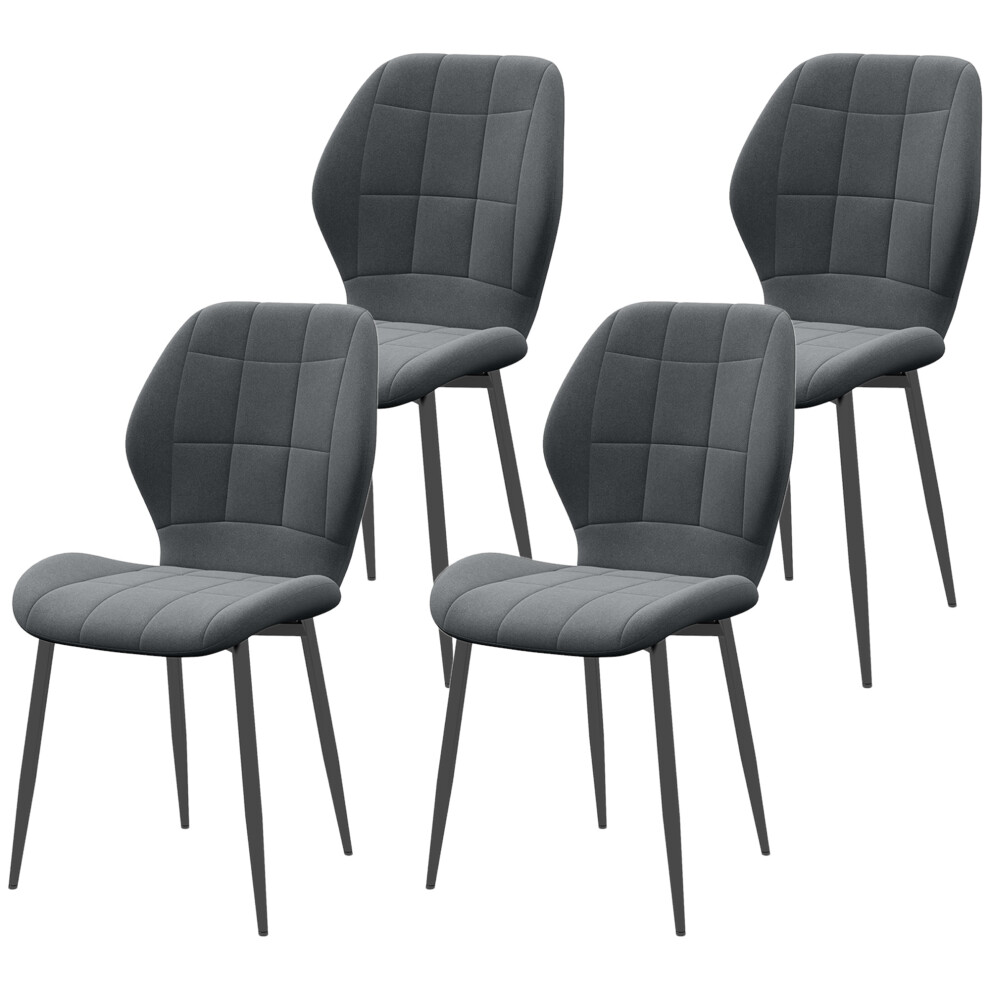 4-Pack Flannel Relaxed Tub Dining Chairs Dark Grey Upholstered Seats with Padded Comfort Modern Kitchen Seating Solution-image-OPC-PMFTHCJ-NEW