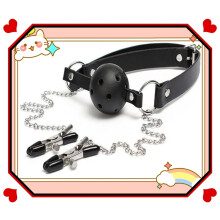 Silicone Mouth Ball Toy With Stainless Steel Chain Black Unisex Gift For Men And Women