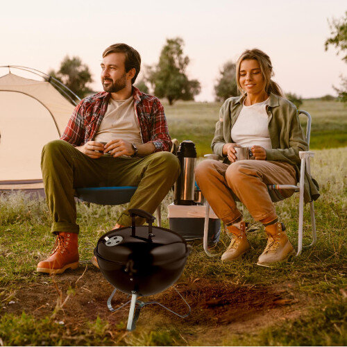 Barbecue à charbon portable, 37 cm - Idéal pour le camping