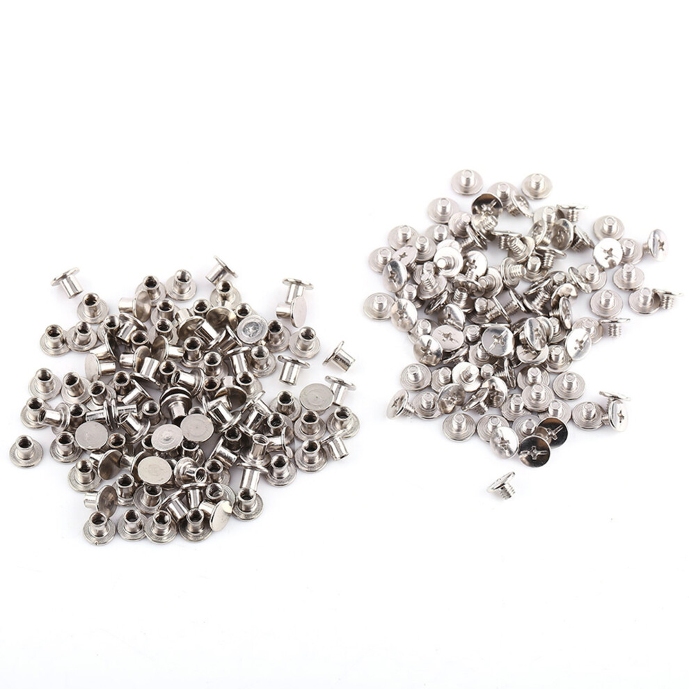 200Pcs Nickel Chicago Screws M5x6mm For Craft 585383635006