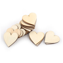 Love Heart Wooden Embellishment 50mm 25pcs