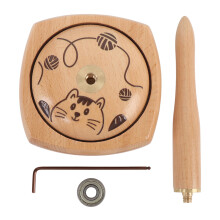(Cat print design) Wooden Yarn Holder Detachable Spinner Knitting Crocheting Panda Print