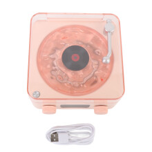 (Rose Pink) Record Player Bluetooth Speaker 4 Modes Lighting Vintage Forest Green