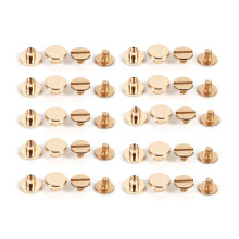 10sets 5/6.5/8mm Solid Brass Screwback for Leather Belt DIY Gold